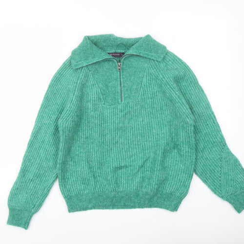 Marks and Spencer Womens Green High Neck Acrylic Pullover Jumper Size L