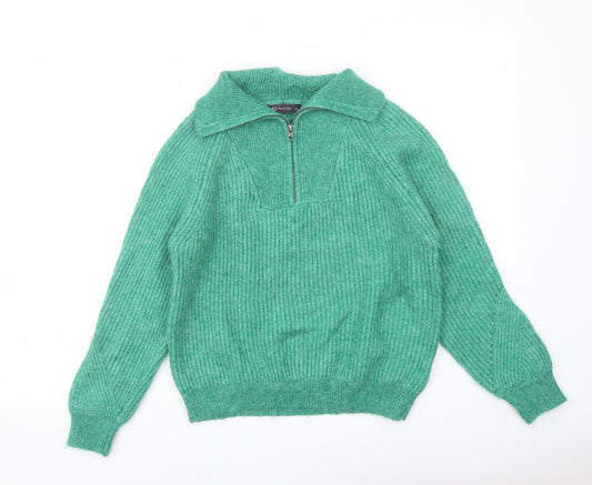 Marks and Spencer Womens Green High Neck Acrylic Pullover Jumper Size L