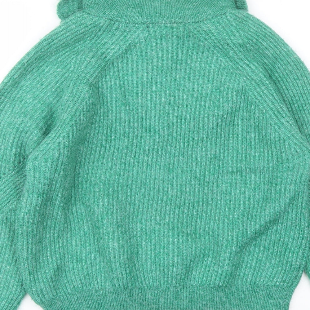 Marks and Spencer Womens Green High Neck Acrylic Pullover Jumper Size L