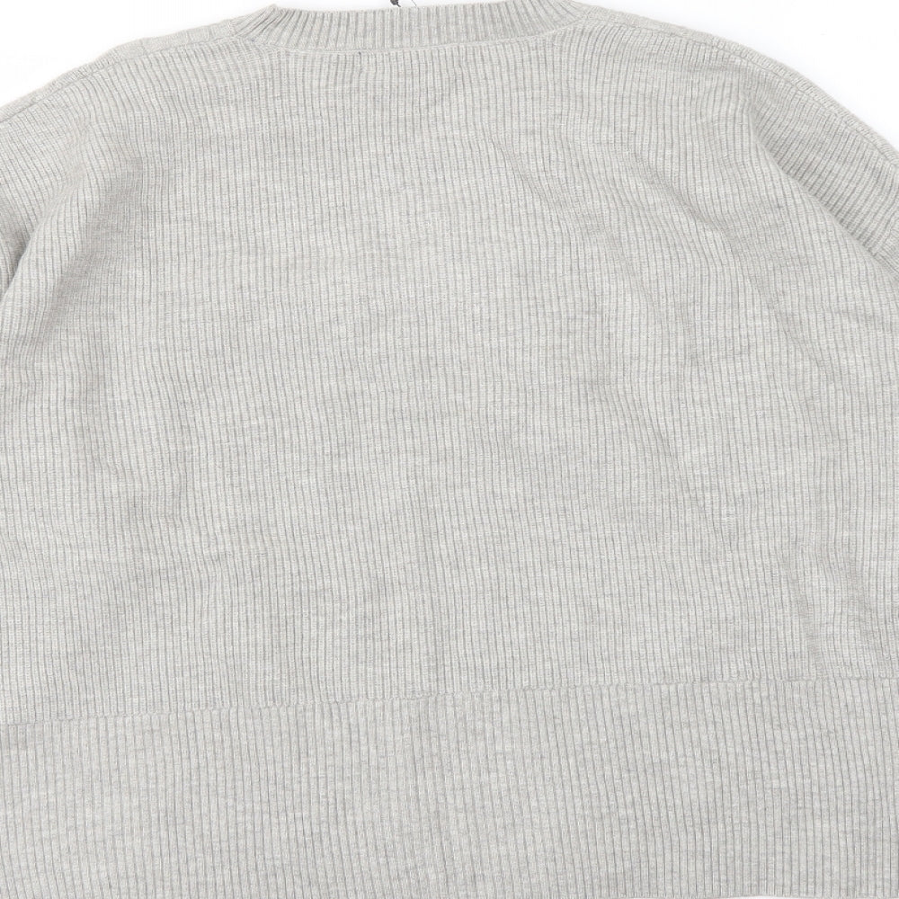 Marks and Spencer Womens Grey Crew Neck Viscose Pullover Jumper Size L