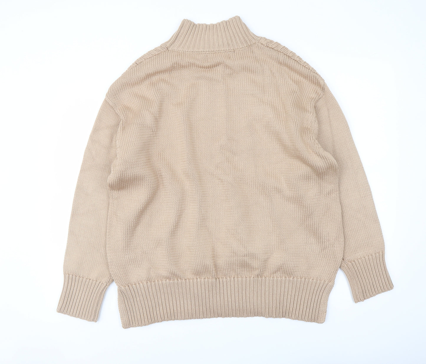 Marks and Spencer Womens Beige High Neck Viscose Pullover Jumper Size L