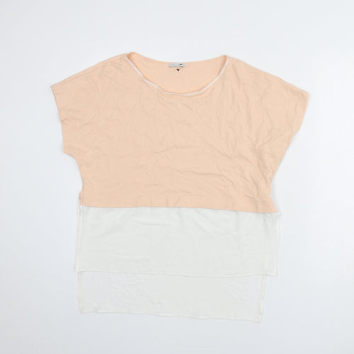 Zara Womens Pink Polyester Basic Blouse Size M Round Neck