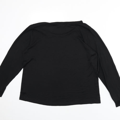 Rae Dunn Womens Black Round Neck Polyester Pullover Jumper Size L - Mummy