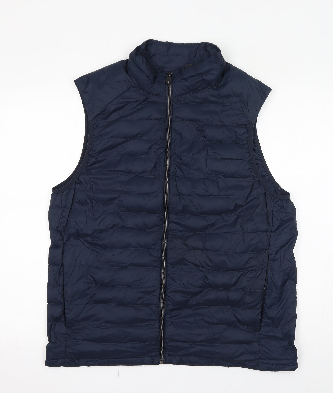 Marks and Spencer Mens Blue Gilet Jacket Size L Zip - Quilted