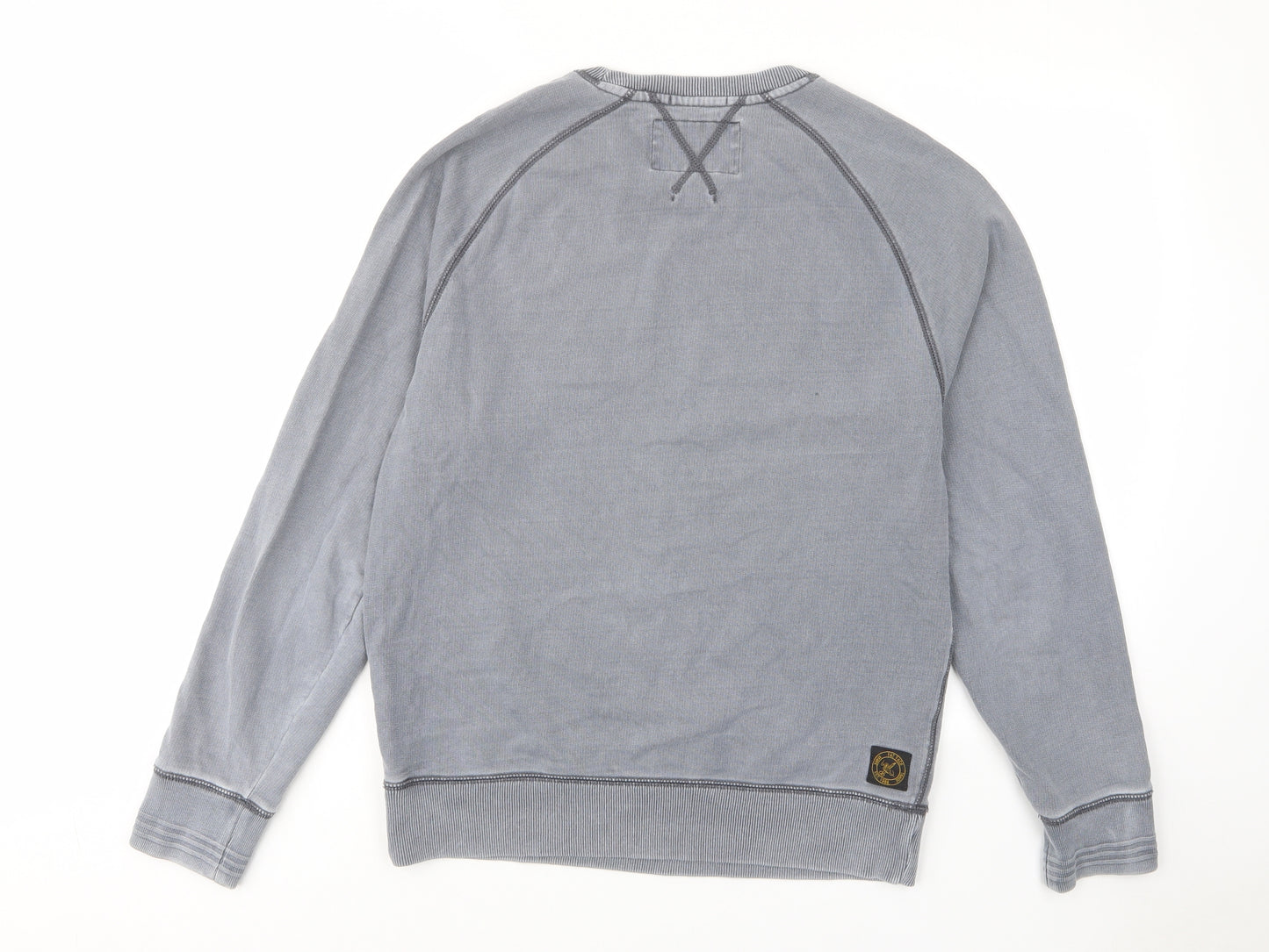 Fat Face Mens Grey Cotton Pullover Sweatshirt Size S - Work Less, Logo, Embroided