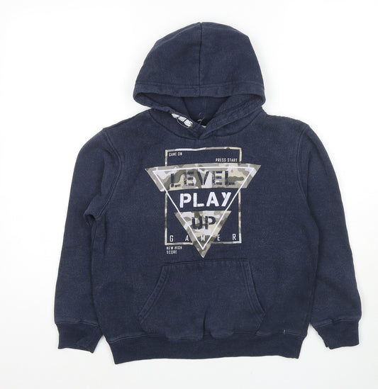 Dynamic Boys Blue Cotton Pullover Hoodie Size 11-12 Years Pullover - Level Play Up