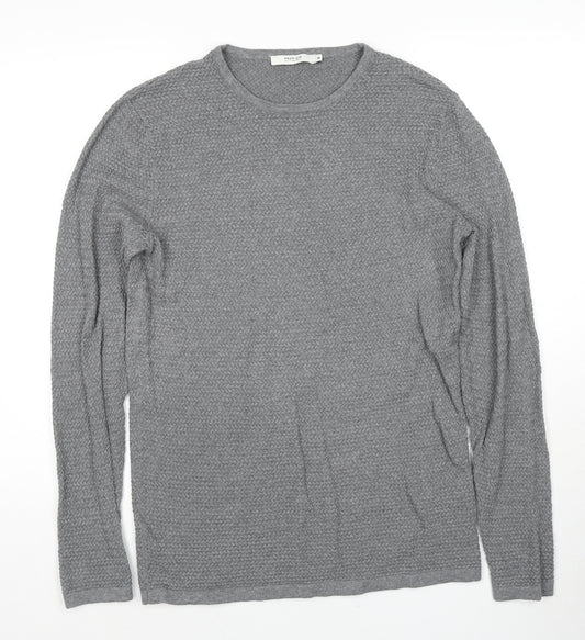 JACK & JONES Mens Grey Round Neck Cotton Pullover Jumper Size M Long Sleeve