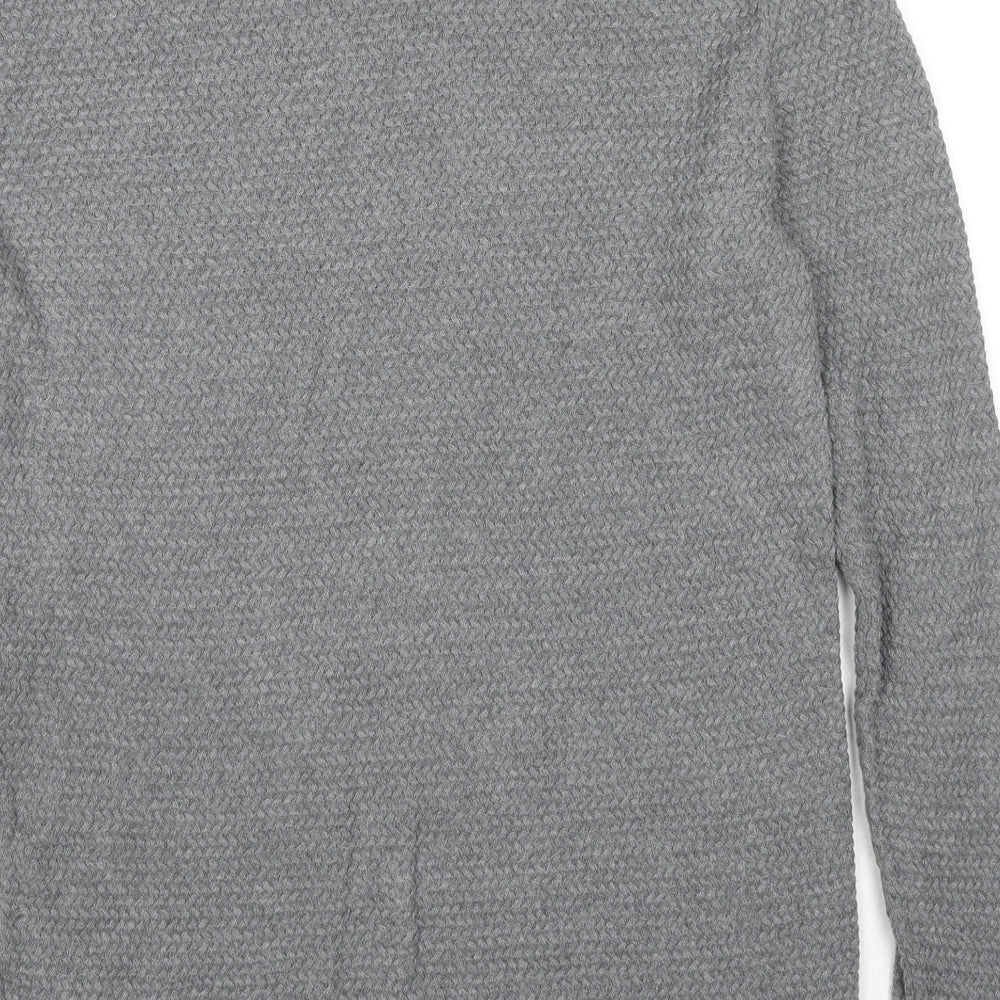 JACK & JONES Mens Grey Round Neck Cotton Pullover Jumper Size M Long Sleeve