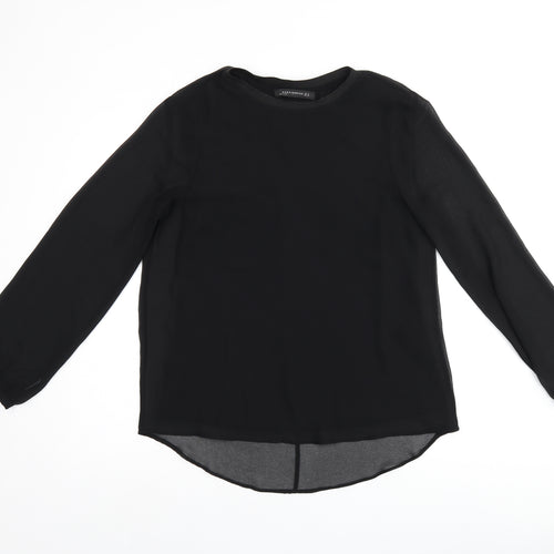 Zara Womens Black Polyester Basic Blouse Size M Boat Neck