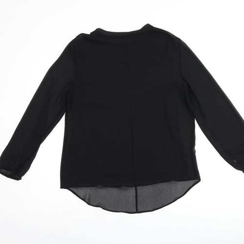 Zara Womens Black Polyester Basic Blouse Size M Boat Neck
