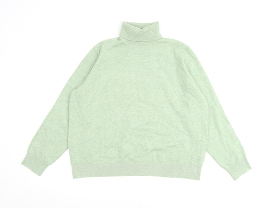 Marks and Spencer Womens Green Roll Neck Polyester Pullover Jumper Size L