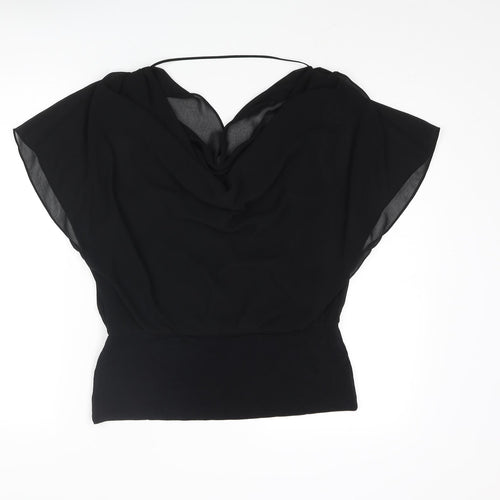 Coast Womens Black Polyester Basic Blouse Size 12 Cowl Neck