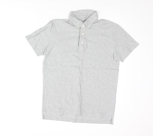 Gap Mens Grey Cotton Polo Size S Collared Button