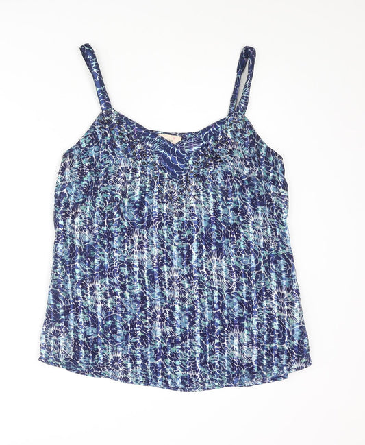 Per Una Womens Blue Geometric Polyester Basic Blouse Size 12 V-Neck - Sequin