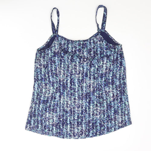 Per Una Womens Blue Geometric Polyester Basic Blouse Size 12 V-Neck - Sequin