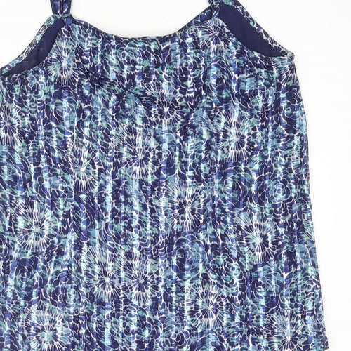 Per Una Womens Blue Geometric Polyester Basic Blouse Size 12 V-Neck - Sequin