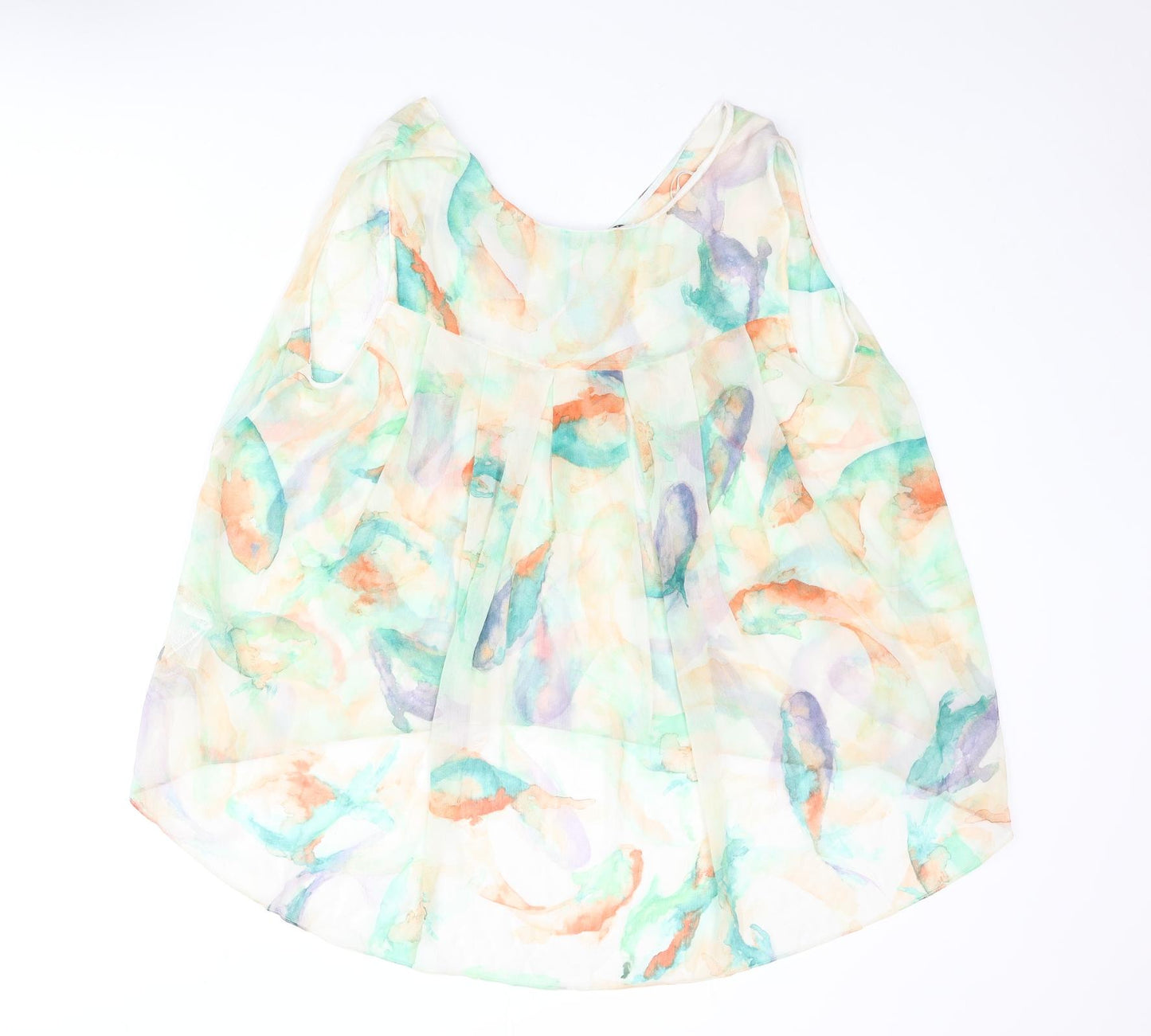 Zara Womens Multicoloured Geometric Polyester Camisole Blouse Size M V-Neck - Hi-Low