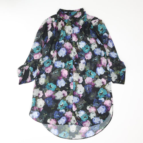 Dorothy Perkins Womens Multicoloured Floral Polyester Tunic Blouse Size 12 Collared