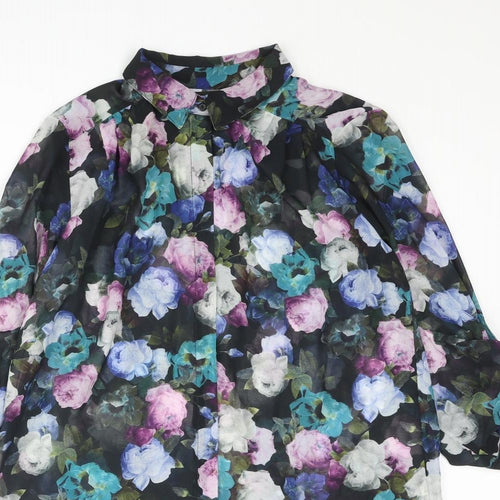 Dorothy Perkins Womens Multicoloured Floral Polyester Tunic Blouse Size 12 Collared