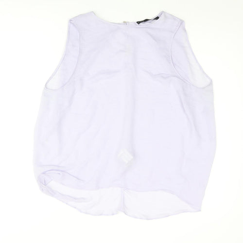Zara Womens Purple Polyester Basic Blouse Size M Round Neck