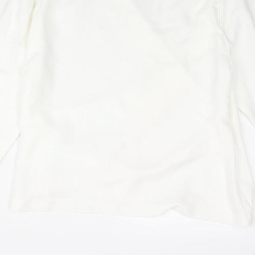 Zara Womens White Polyester Basic Blouse Size L V-Neck - Cowl Front