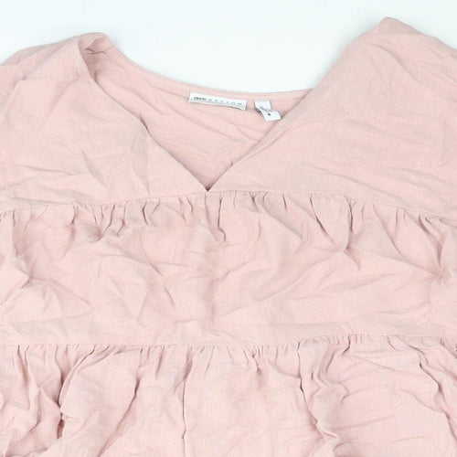 ASOS Womens Pink Polyester Basic Blouse Size 6 V-Neck - Smocked