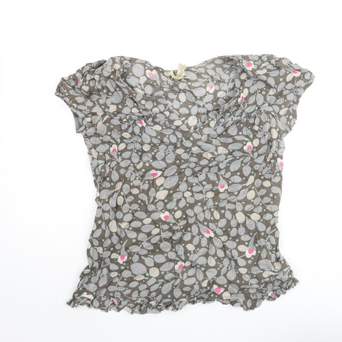 NEXT Womens Multicoloured Geometric Cotton Basic Blouse Size 12 V-Neck