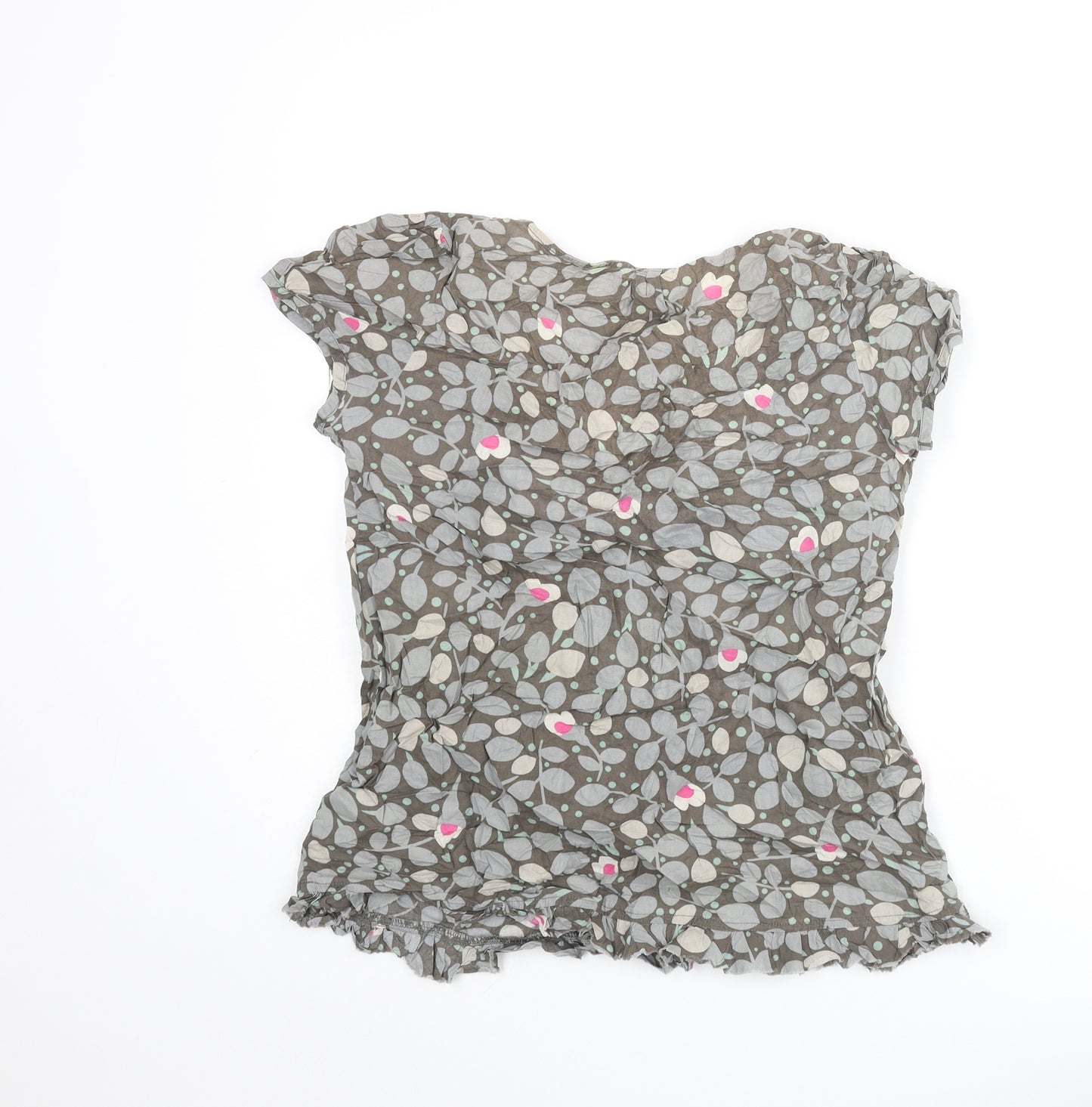 NEXT Womens Multicoloured Geometric Cotton Basic Blouse Size 12 V-Neck