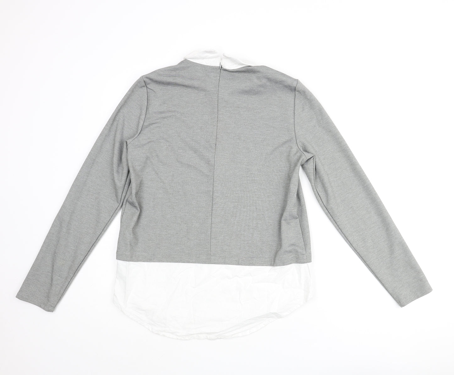 VERO MODA Womens Grey Polyester Basic Blouse Size M Collared