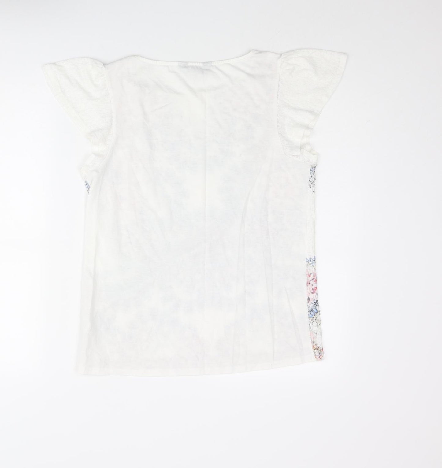 Dorothy Perkins Womens White Polyester Basic Blouse Size 12 Round Neck - Gemstone Print