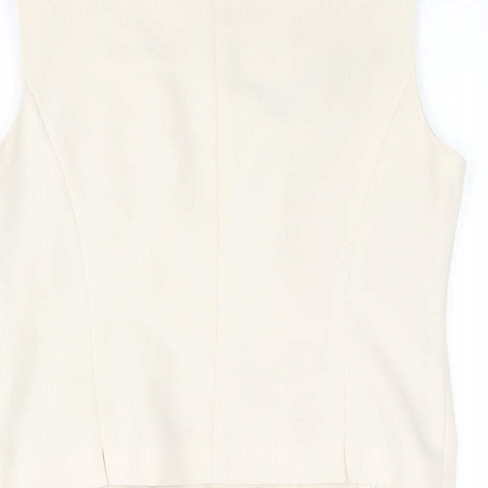 CC Womens Beige Polyester Basic Blouse Size 12 Round Neck