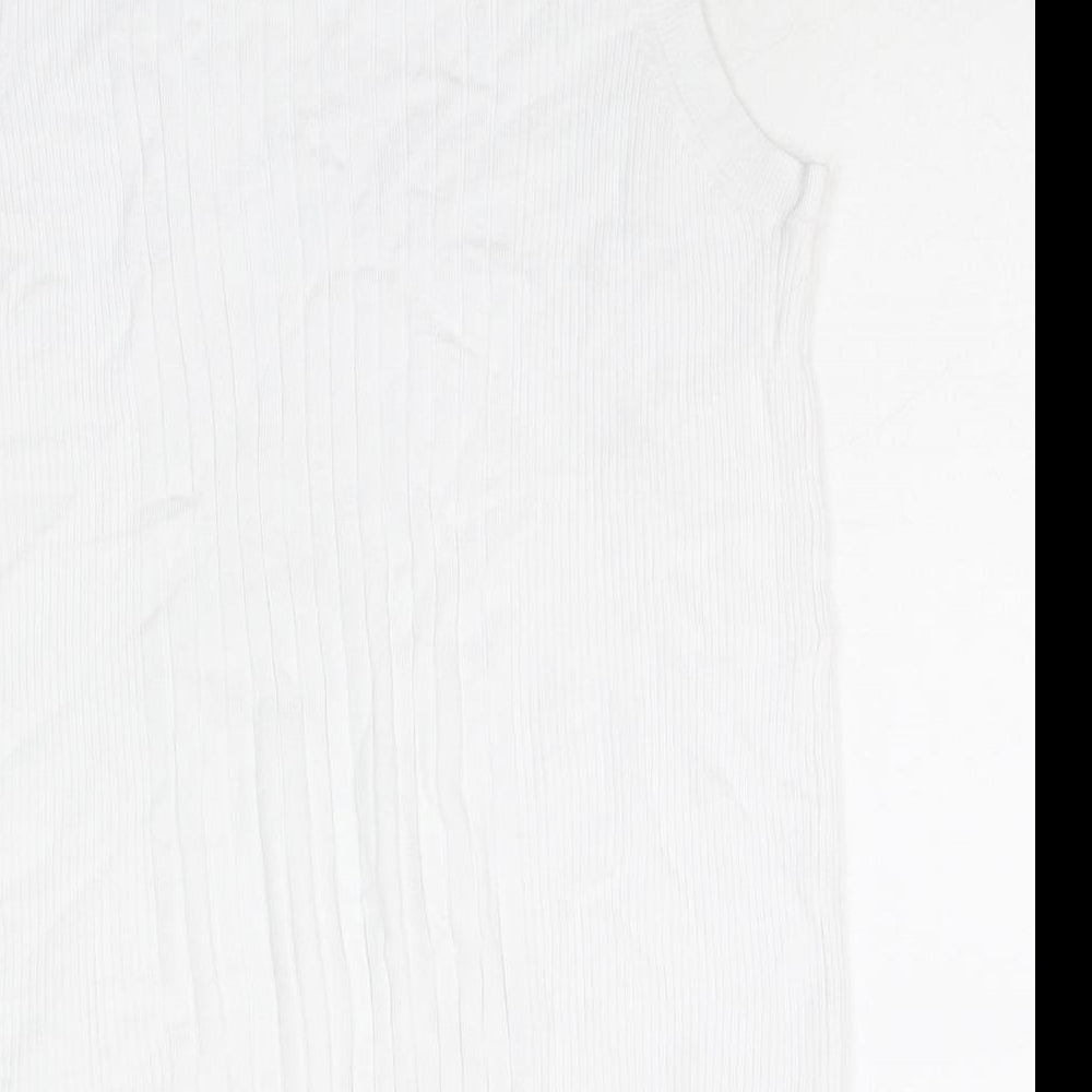 Marks and Spencer Womens White Round Neck Viscose Vest Jumper Size L