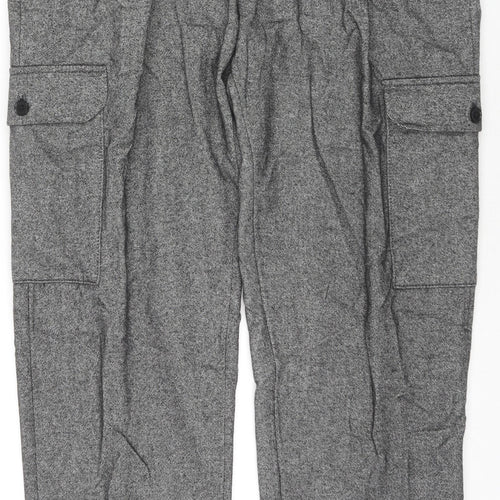 Autograph Mens Grey Cotton Cargo Trousers Size 30 in L31 in Regular Zip