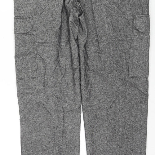 Autograph Mens Grey Cotton Cargo Trousers Size 30 in L31 in Regular Zip