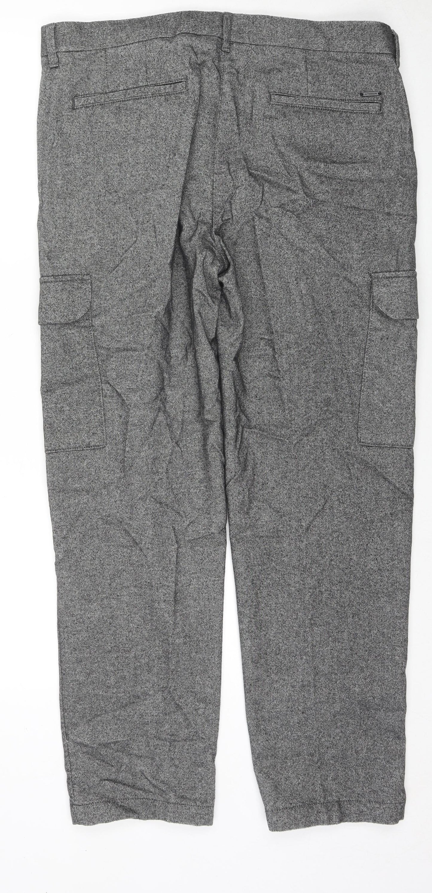 Autograph Mens Grey Cotton Cargo Trousers Size 30 in L31 in Regular Zip