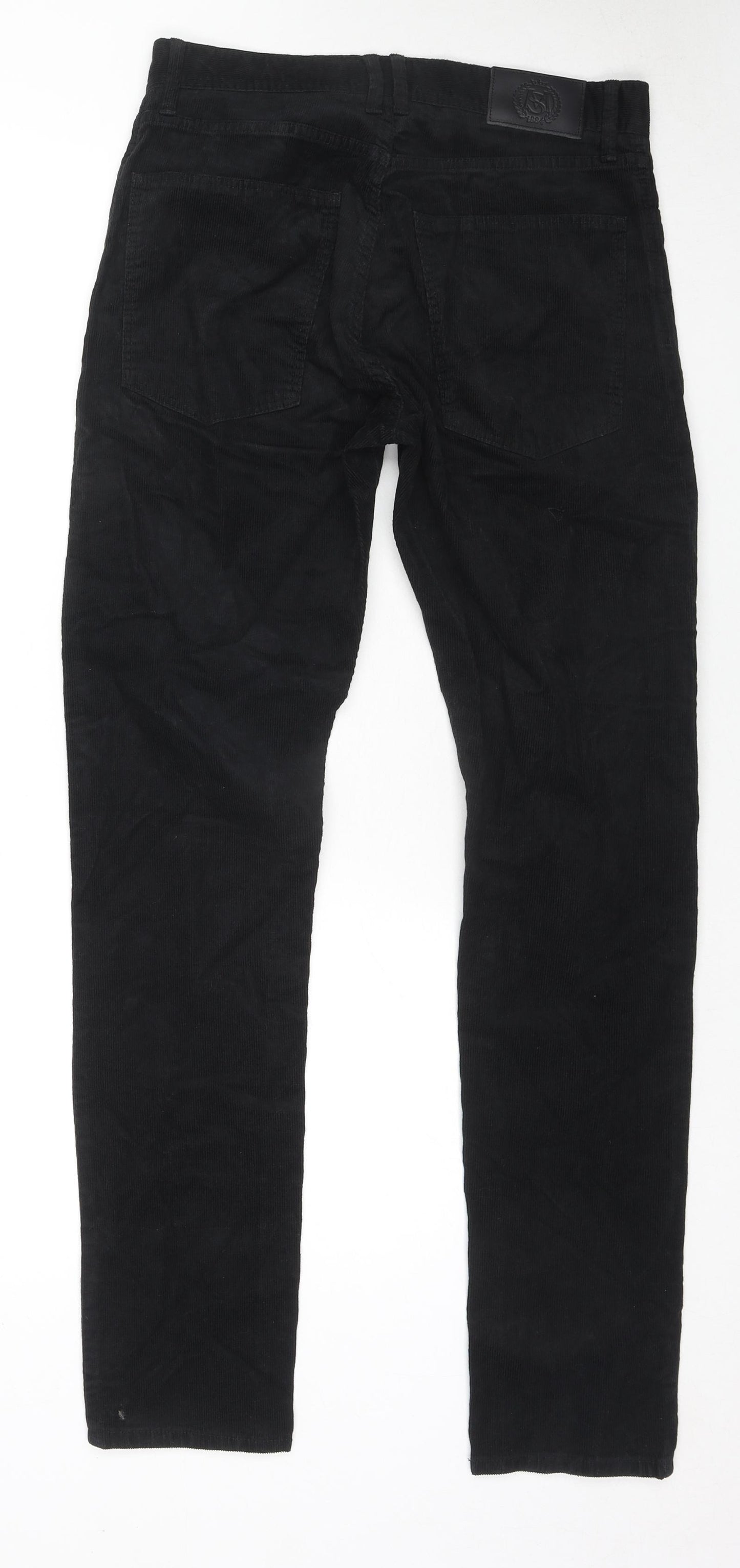 Marks and Spencer Mens Black Cotton Trousers Size 30 in L33 in Regular Zip