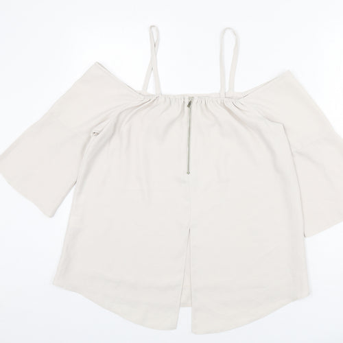 River Island Womens Beige Polyester Basic Blouse Size 12 Square Neck - Slit