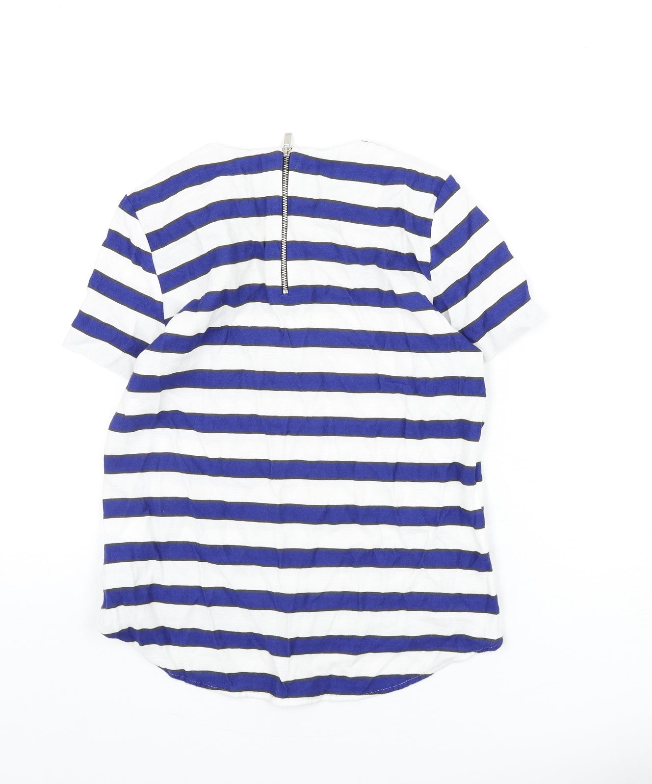 H&M Womens Multicoloured Striped Viscose Basic Blouse Size 12 Round Neck