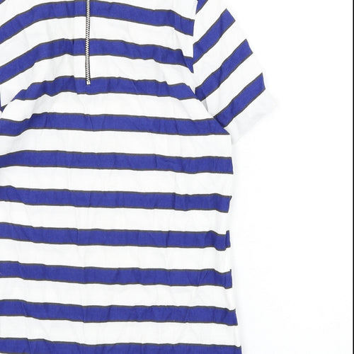 H&M Womens Multicoloured Striped Viscose Basic Blouse Size 12 Round Neck
