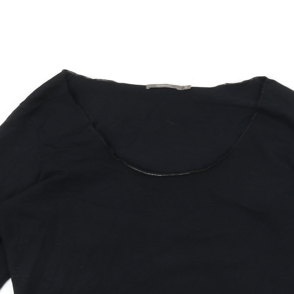 Sandwich Womens Black Cotton Basic T-Shirt Size S Scoop Neck