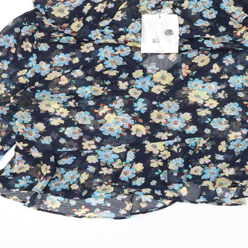 Topshop Womens Multicoloured Floral Polyester Cropped Blouse Size 6 V-Neck - Ruffle Detail
