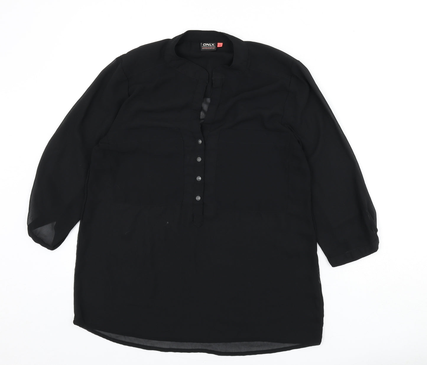 Only Womens Black Polyester Basic Blouse Size 10 V-Neck
