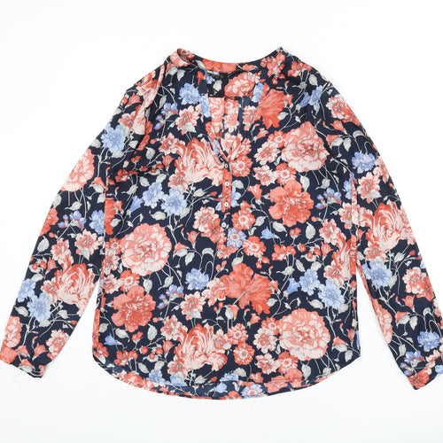 Zara Womens Multicoloured Floral Polyester Basic Blouse Size S V-Neck