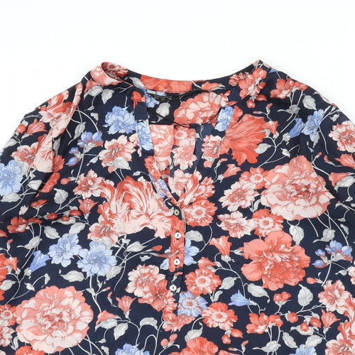 Zara Womens Multicoloured Floral Polyester Basic Blouse Size S V-Neck