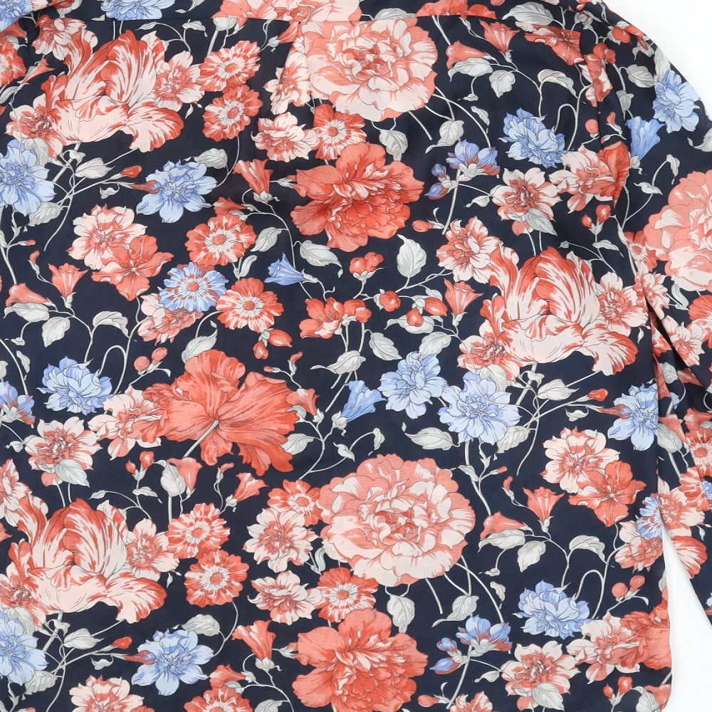 Zara Womens Multicoloured Floral Polyester Basic Blouse Size S V-Neck