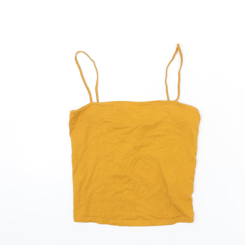 Divided by H&M Womens Yellow Cotton Camisole Tank Size S Square Neck - Cropped