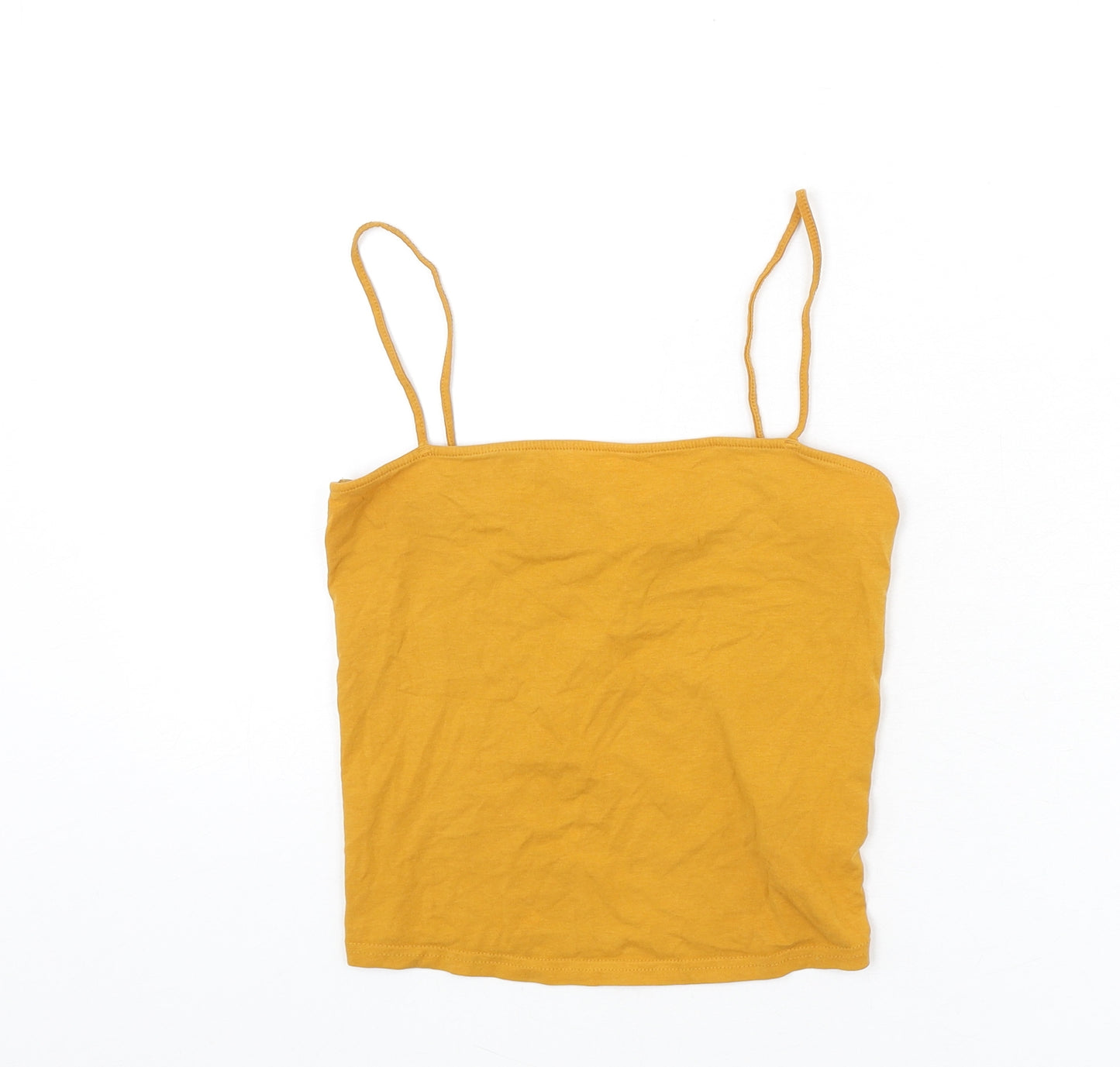 Divided by H&M Womens Yellow Cotton Camisole Tank Size S Square Neck - Cropped