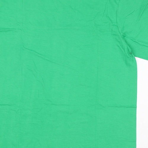 Gildan Womens Green Cotton Basic T-Shirt Size L Round Neck - Chinese Character