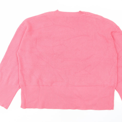 Marks and Spencer Womens Pink Crew Neck Viscose Pullover Jumper Size L