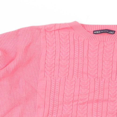 Marks and Spencer Womens Pink Crew Neck Viscose Pullover Jumper Size L